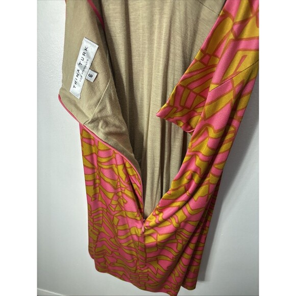 Trina Turk Women’s  Mini Dress Coral Multi Print Halter Dress Sz 6 - Picture 10 of 13